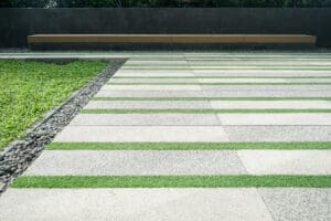 Garden tiles neatly set up
