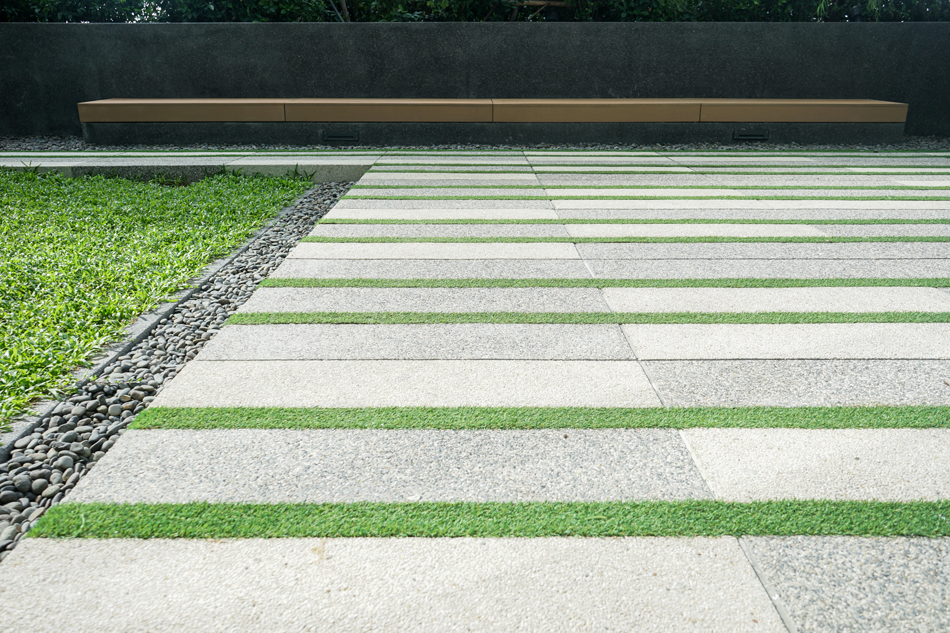 Garden tiles neatly set up